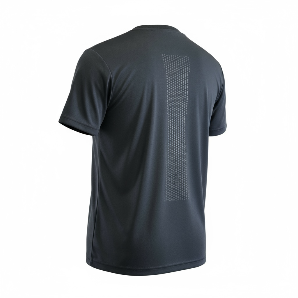 TOJI Tシャツの実物背面。中央に北投石原料を使ったプリント